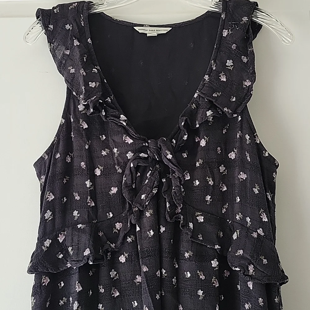 Black Summer Mini Dress Floral Medium - Picture 3 of 5